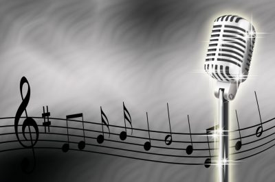 Microphone and musical notes Microphone and musical notes